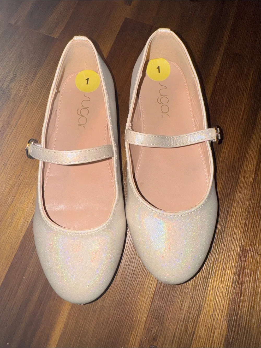 Sugar Girls Size 1 Iridescent Shimmer Mary Jane Dress Shoes Rhinestone